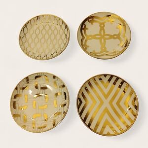 Arlington Designs Gold Patterned Decorative Plates Geometric Design Set Of 4
